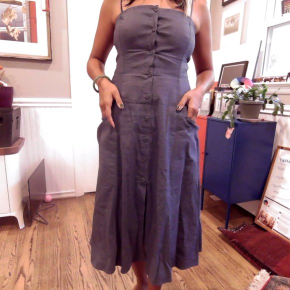 Theory Strap(less) Indigo button down dress - Picture 4 of 8